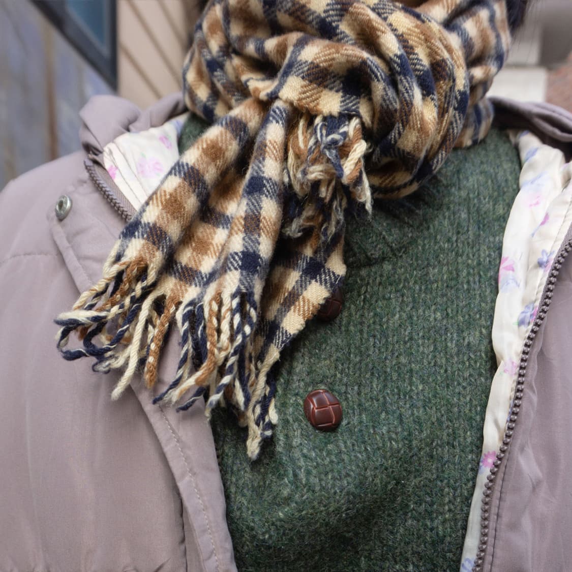 우드 체크 프린지 머플러 상품이미지5