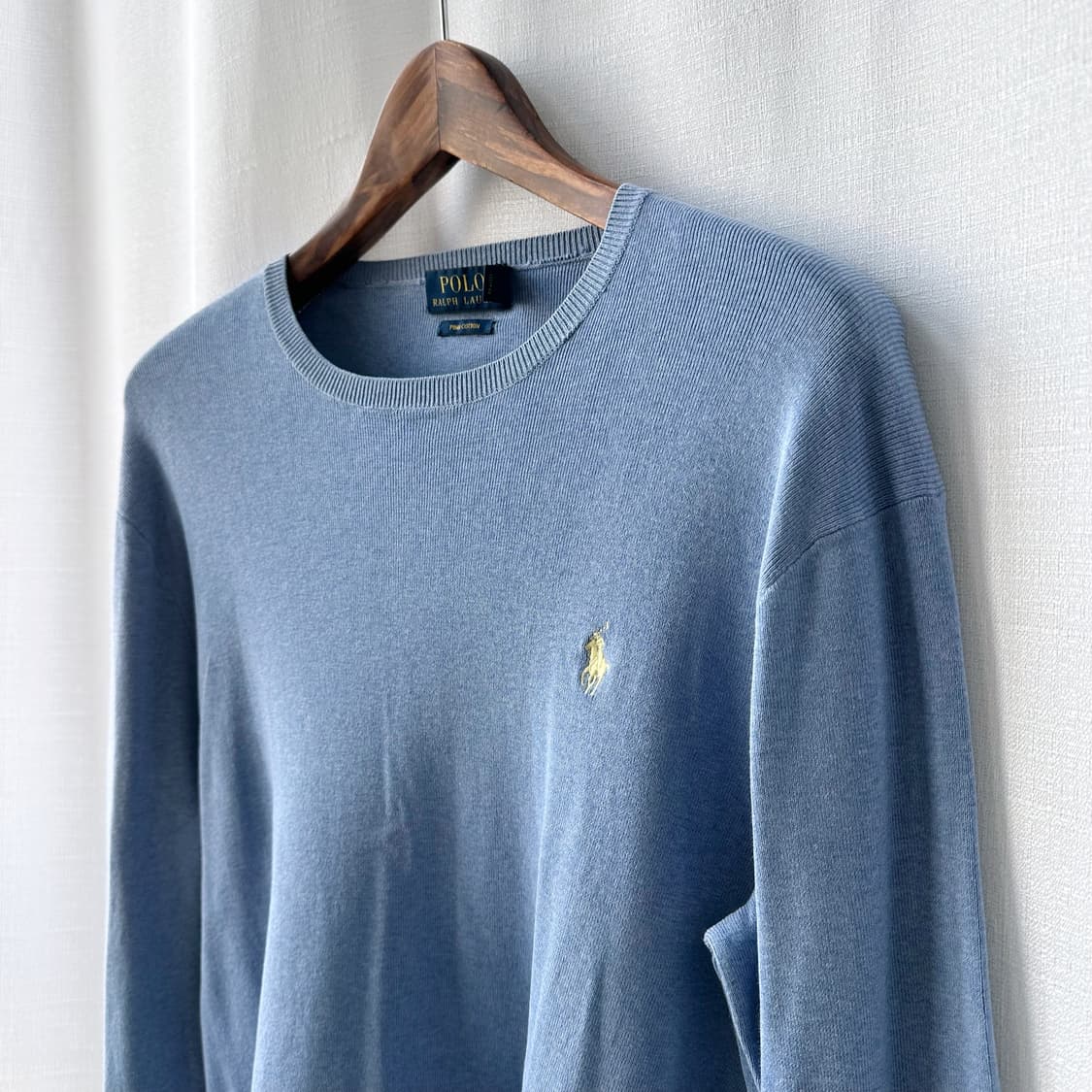 폴로 랄프로렌 피마 코튼 라운드 니트 스카이 블루 M 상품이미지4