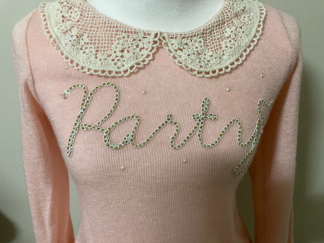 둥근뜨개 딸기우유 니트 블라우스 상품이미지3