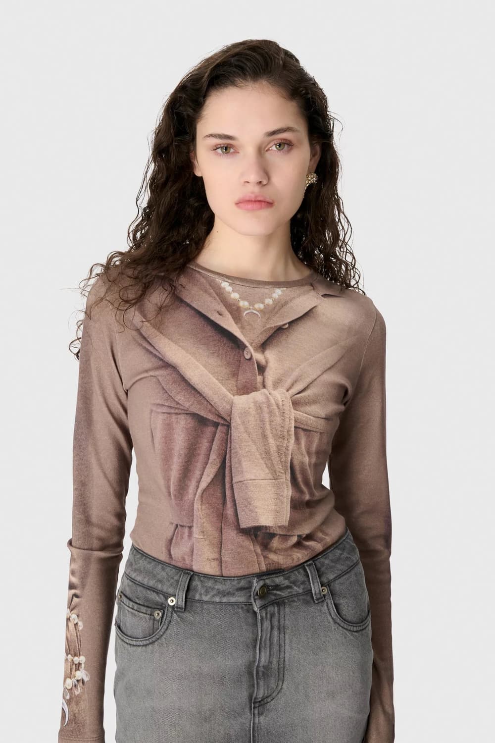 [S,M]마린세르 25fw 트롱프뢰유 니트 저지 티셔츠/베이지 상품이미지1