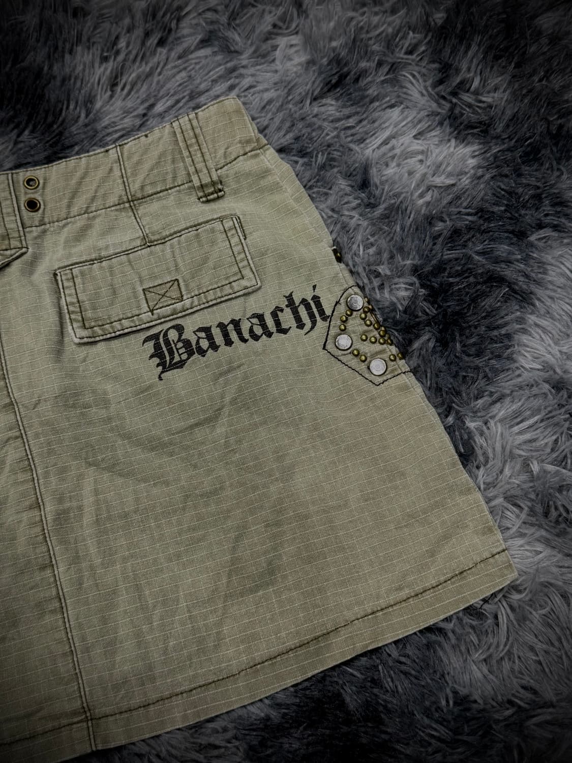 BANANA CHIPS 크로스 라인스톤 밀리터리 카고 숏스커트 상품이미지7