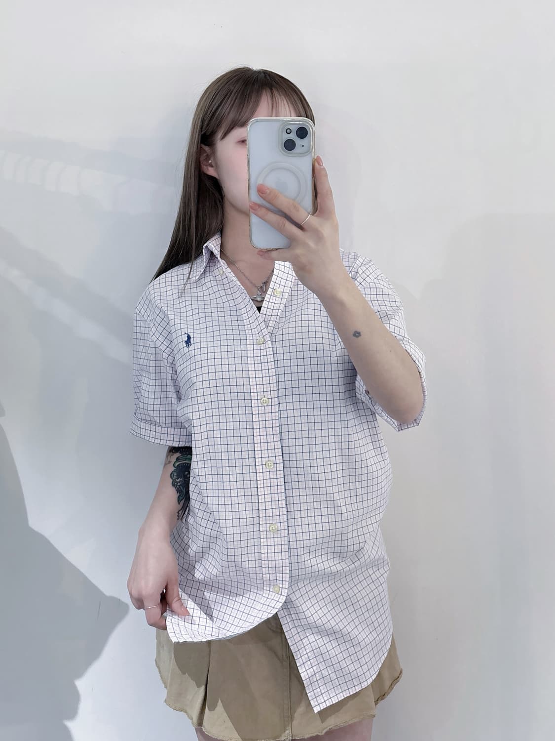 폴로랄프로렌 네이비포니 체크 반팔 셔츠 상품이미지2