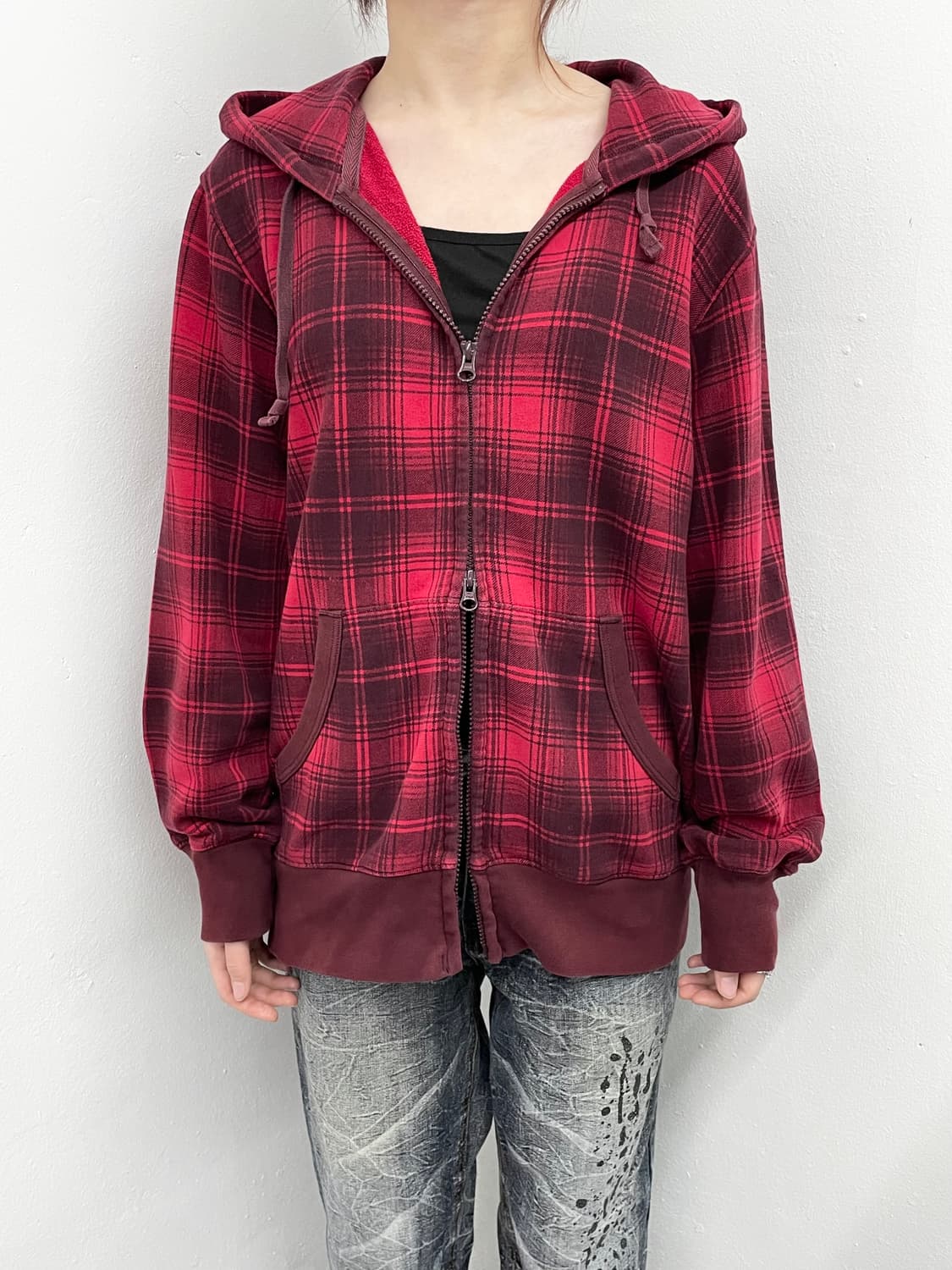 펑크 체크 투웨이 후드집업 상품이미지6