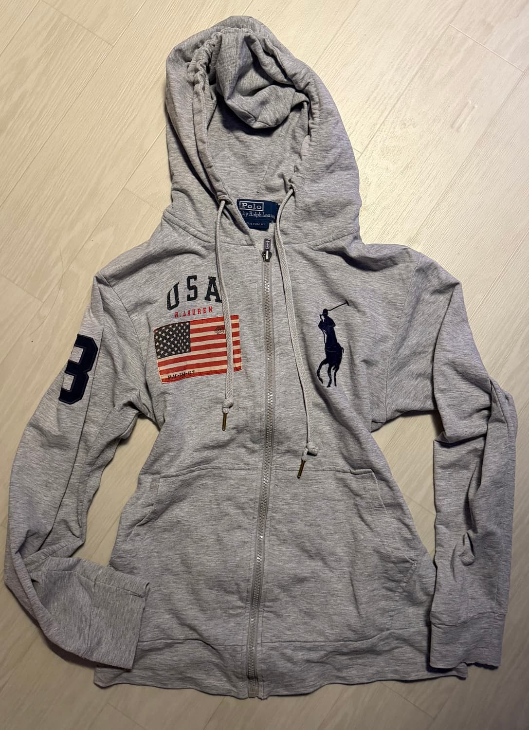 폴로 랄프로렌 빅포니 성조기 그레이 후드집업 m 상품이미지1