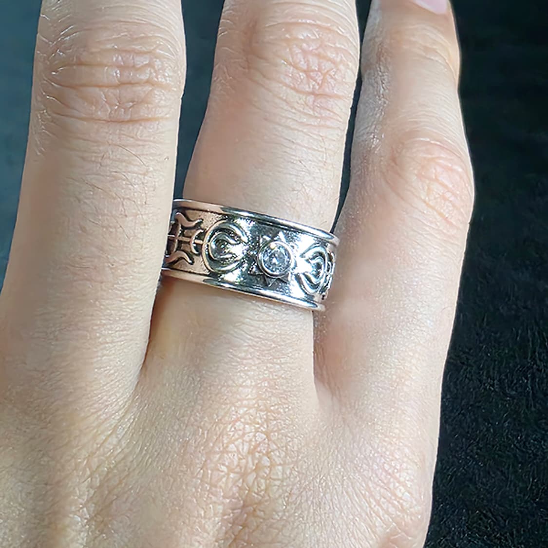 Sunarc 백동 남자 엔틱 빈티지 명품 태양 초승달 해달 반지 상품이미지5