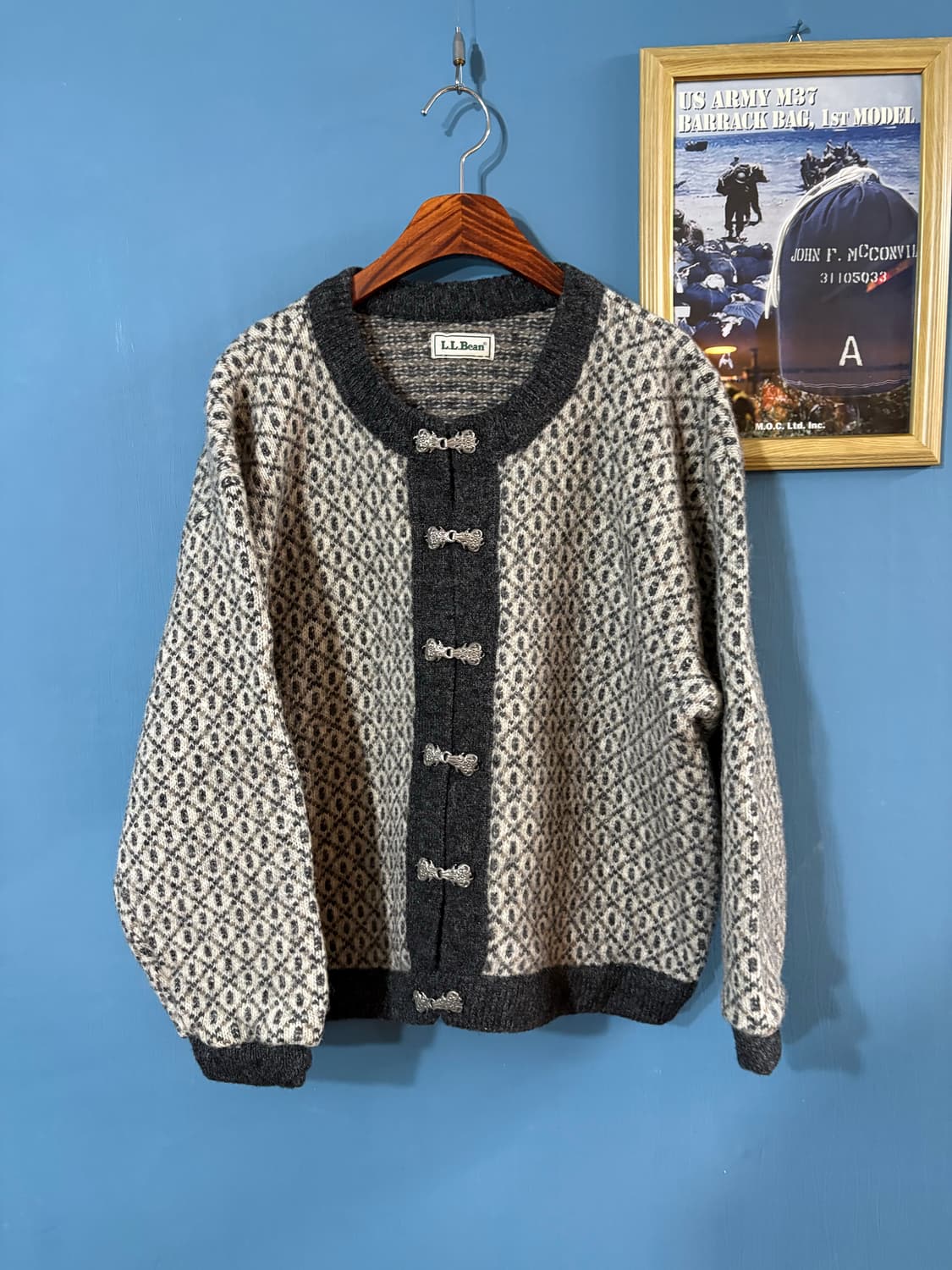 80’s LL Bean Norway birds eye Wool Knit 상품이미지1