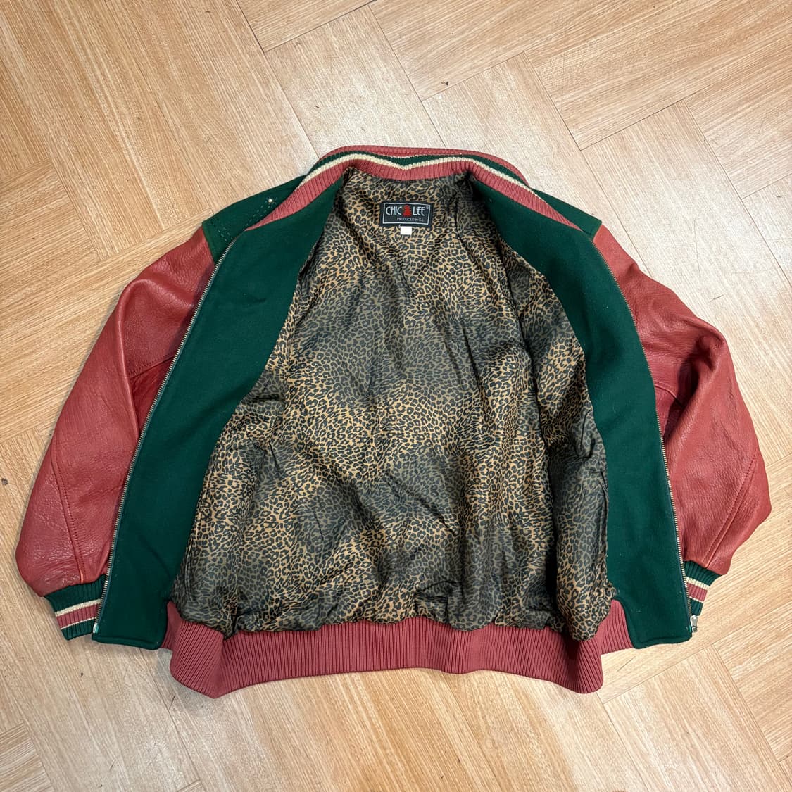 90s 칙리 레더 울 바시티 자켓 상품이미지7