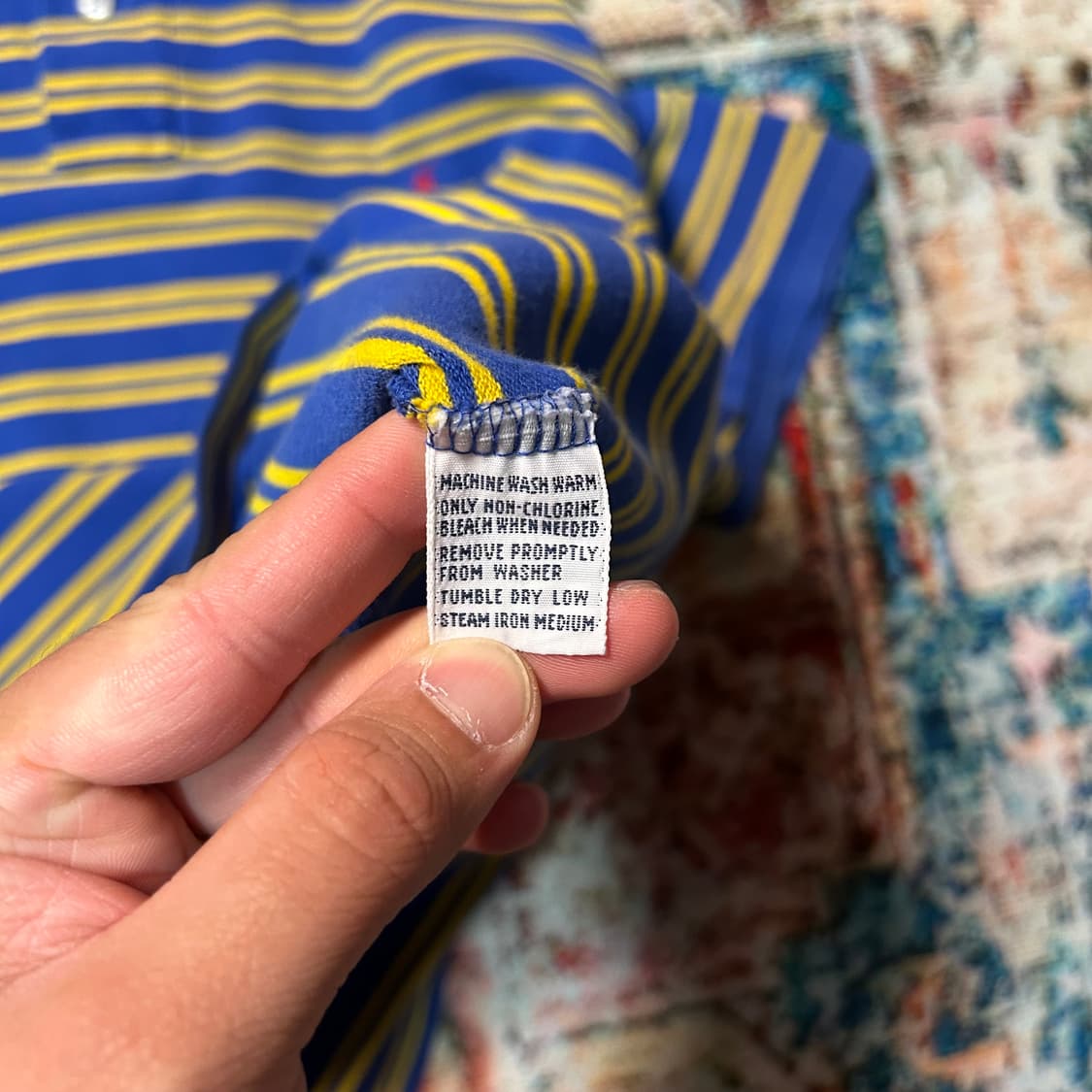 [L] 폴로 랄프로렌 옐로우 블루 스트라이프 카라 반팔 상품이미지6