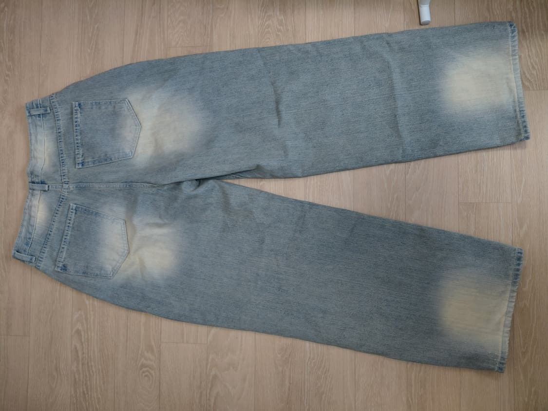 에이블리 JJIM 스트라이프 워싱 연청 와이드진 데님 상품이미지5