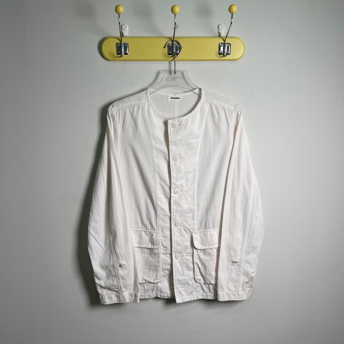 이세이미야케 플랜테이션 화이트 노카라 코튼 워크 자켓 M 상품이미지1