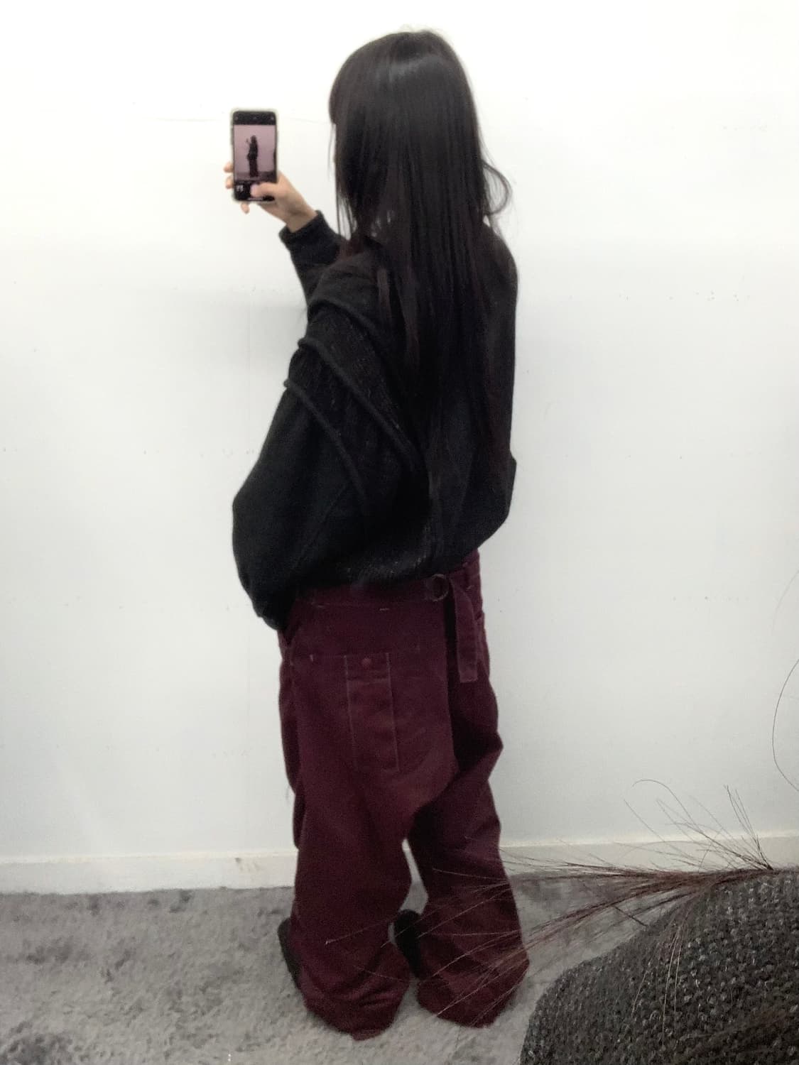 버건디 디테일 배기 카고 팬츠 상품이미지1