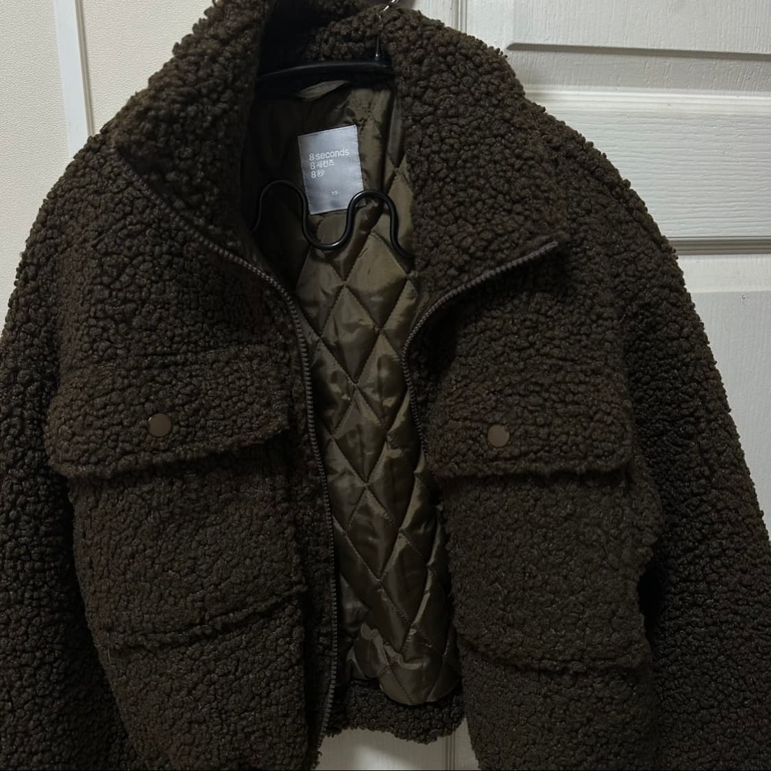 에잇세컨즈 시어링 쇼트 점퍼 브라운 크롭 양털자켓 xs 상품이미지3