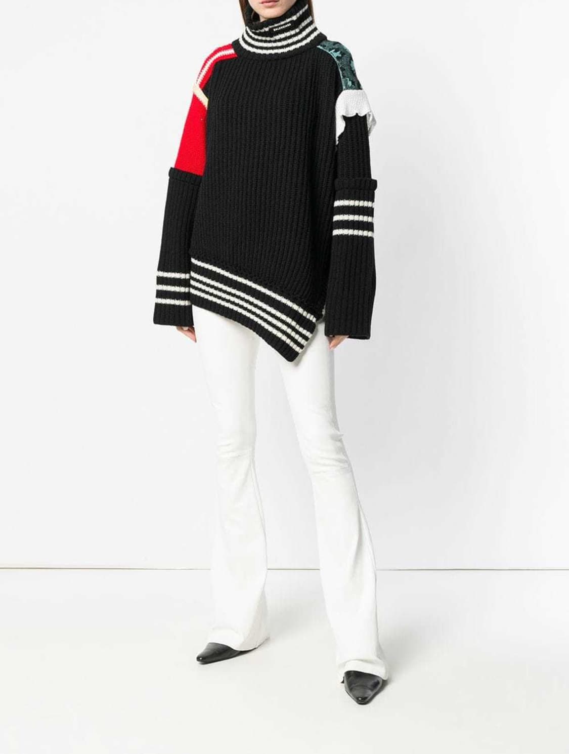 발렌시아가 블랙 패치워크 하이넥 니트 상품이미지1