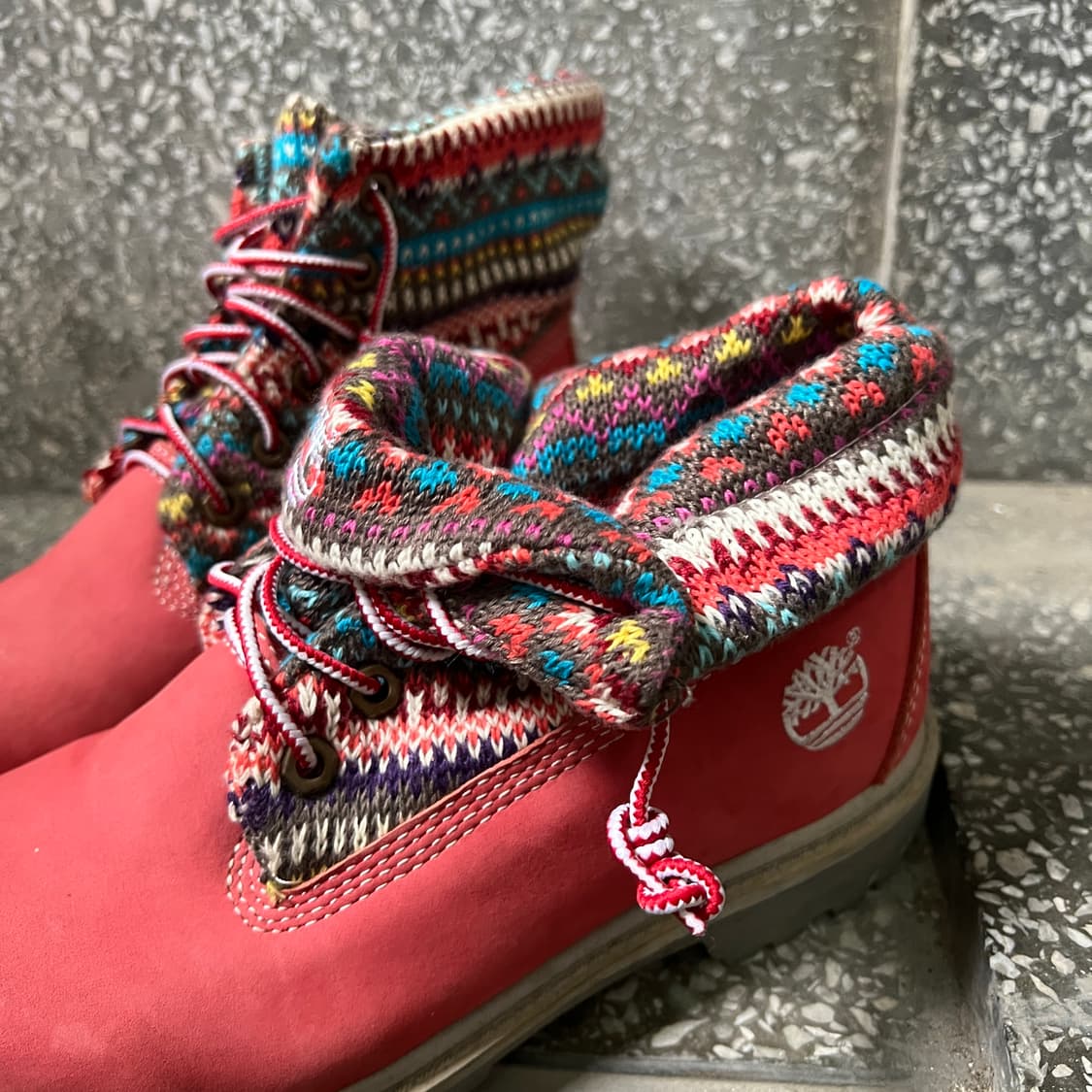 팀버랜드 아즈텍 패턴 핑크 롤탑 부츠 상품이미지7