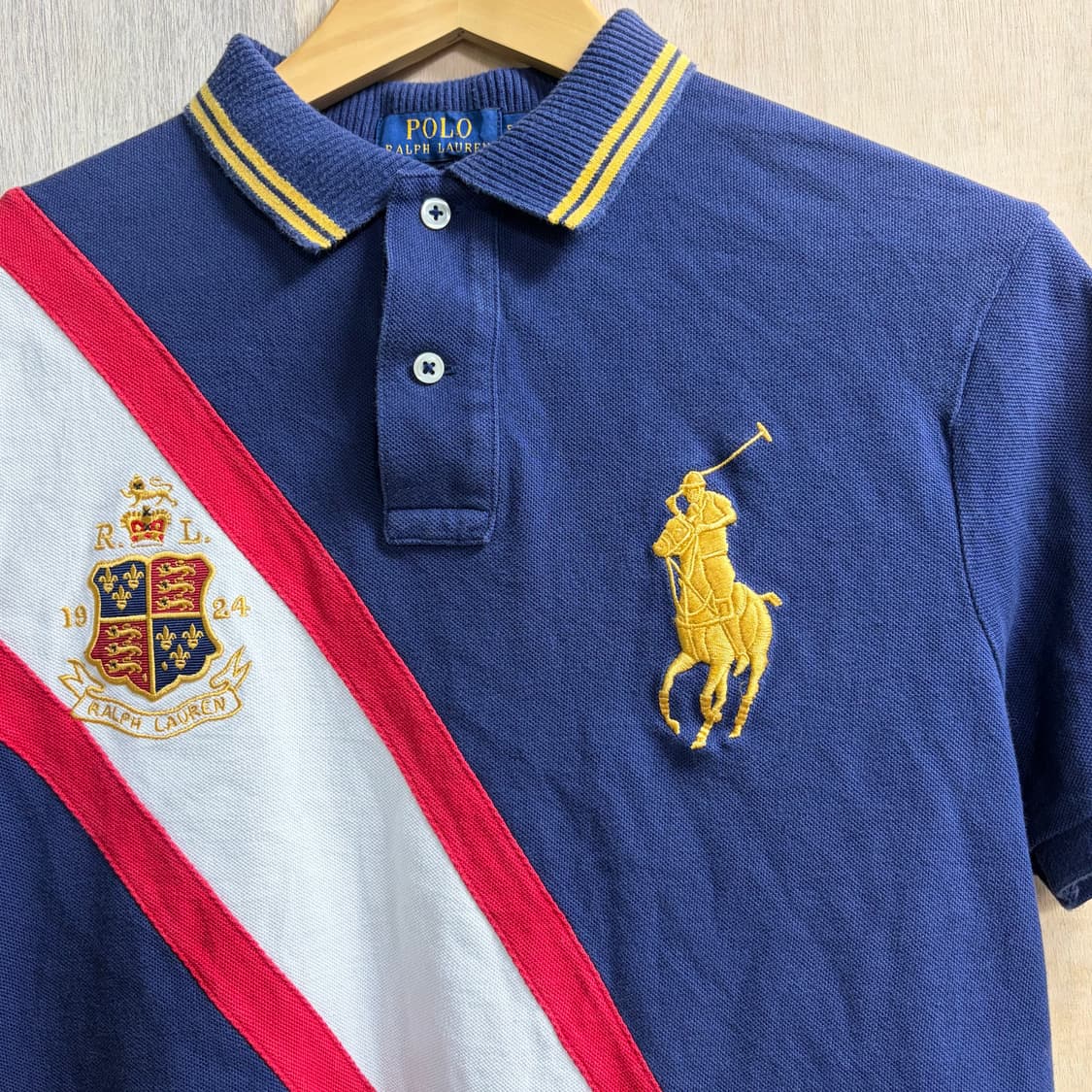 폴로 빅포니 치프키프 자수 배색 네이비 반팔 카라 티셔츠 S   상품이미지7