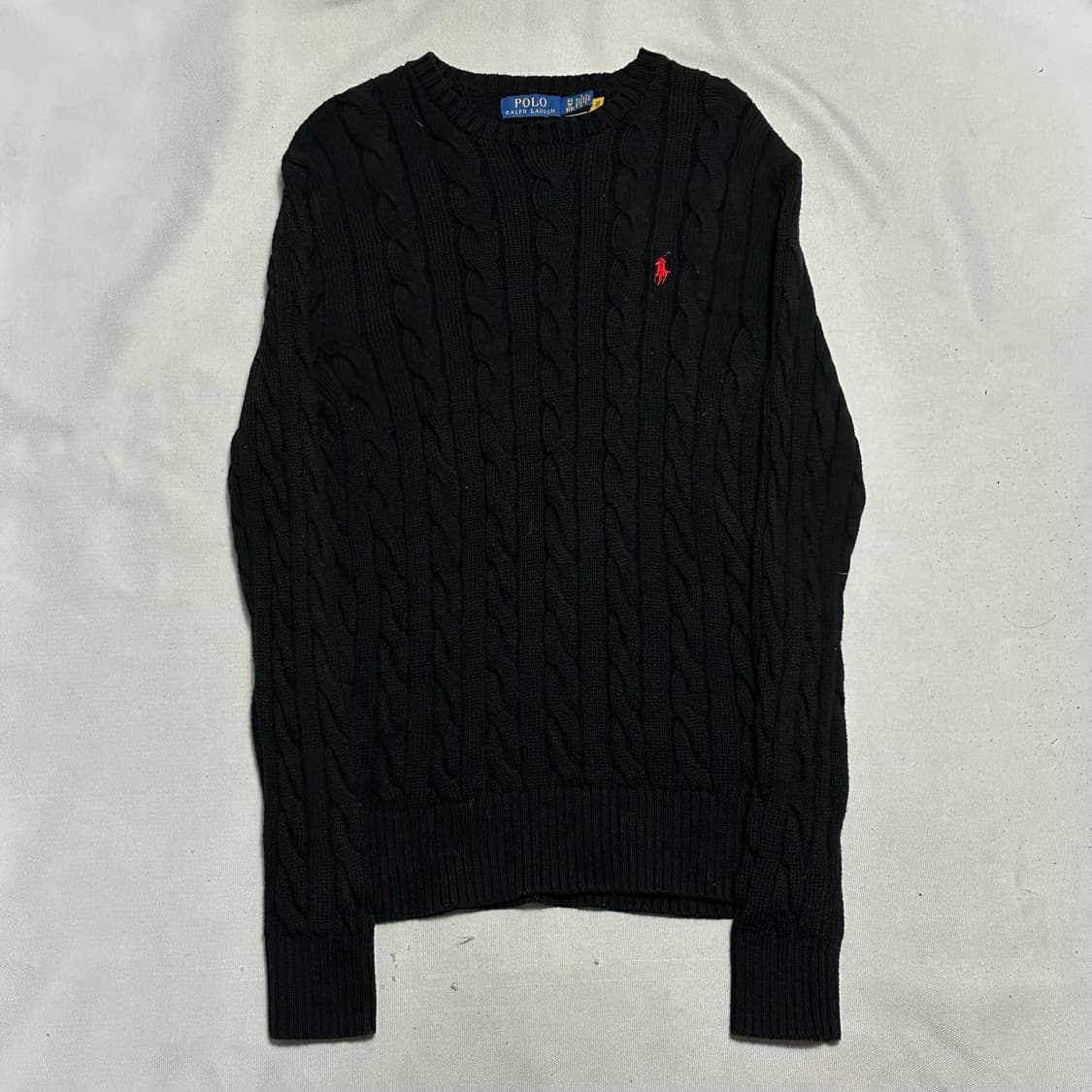 XS 폴로랄프로렌 레드 포니 블랙 케이블 니트 상품이미지2