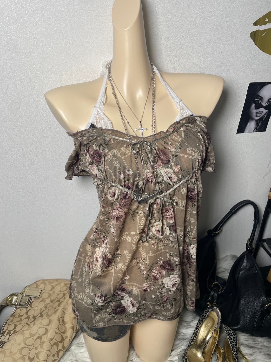 Brown Flower blouse 상품이미지2