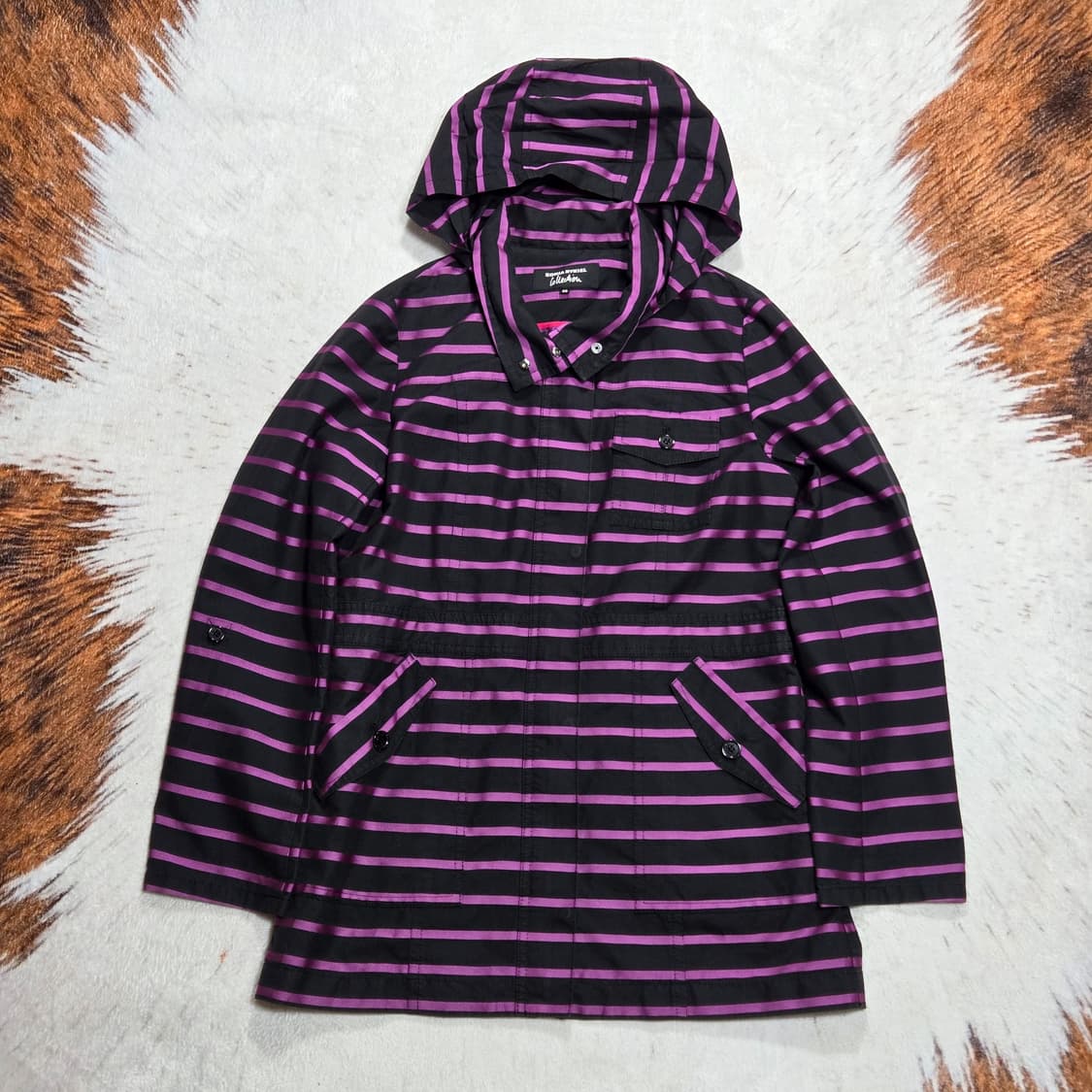 일본 빈티지 퍼플 스트라이프 후드 자켓 상품이미지1