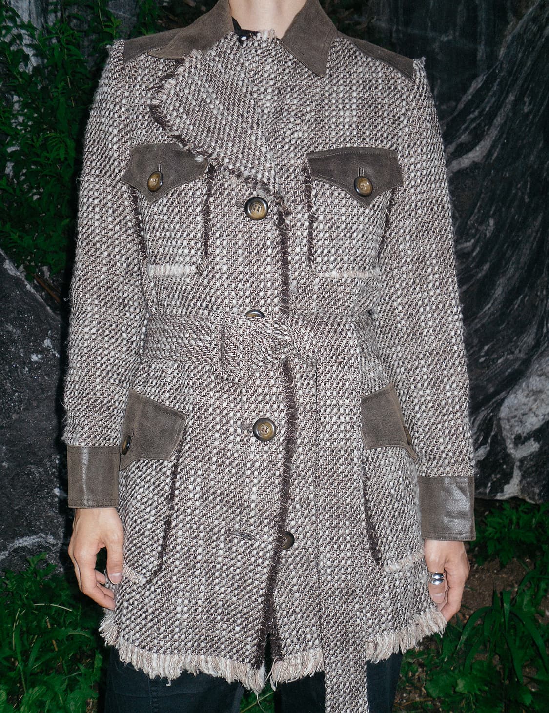 Tweed & Leather field Coat 상품이미지2