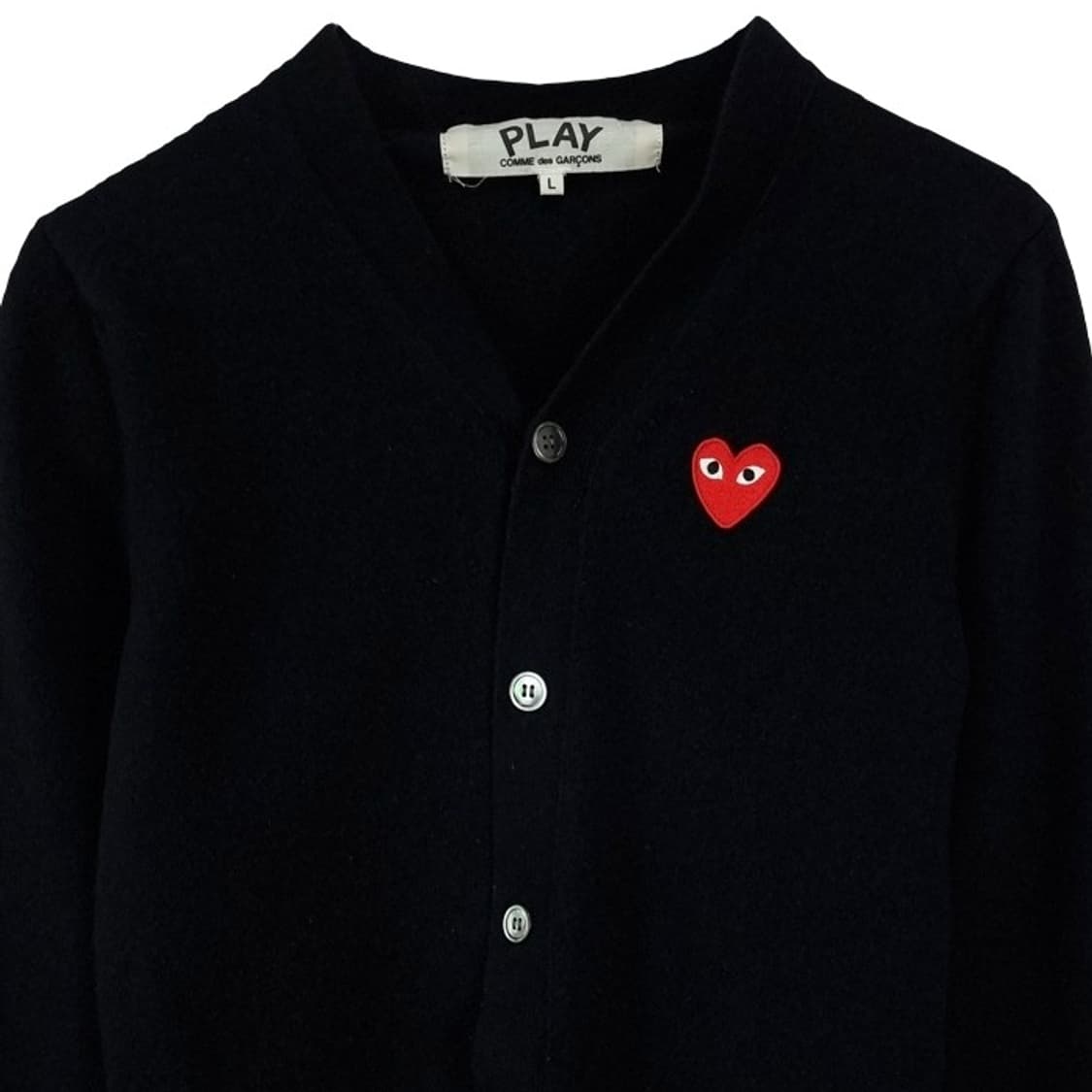 [꼼데가르송] 레드 와펜 브이넥 니트 가디건 블랙 P01531 상품이미지4