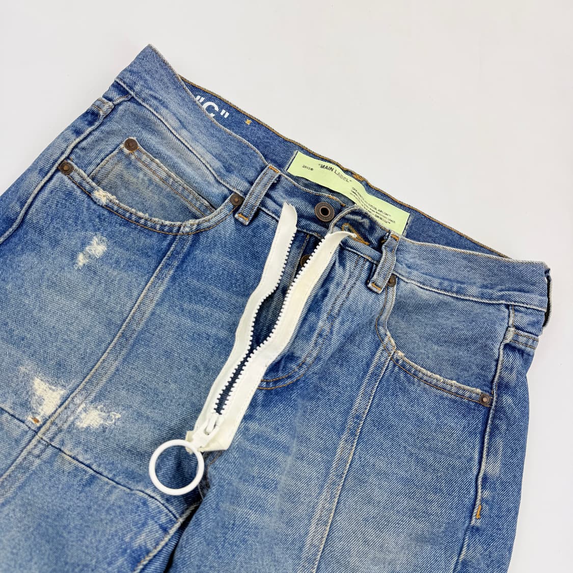 오프화이트 자수 레터링 스트레이트 진 상품이미지5