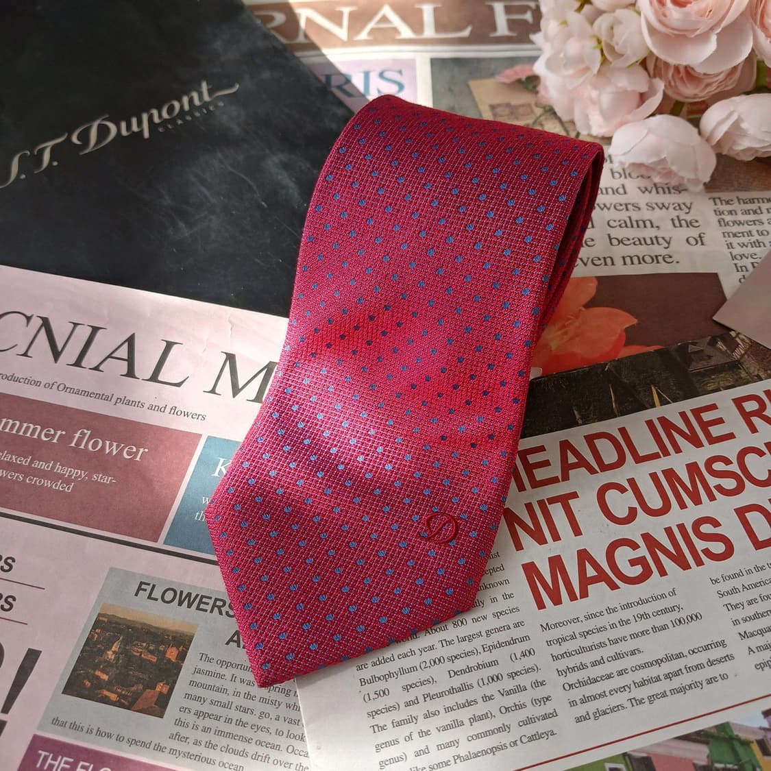 듀퐁 실크 레드 도트 넥타이 8cm A+등급 A19680
 상품이미지2