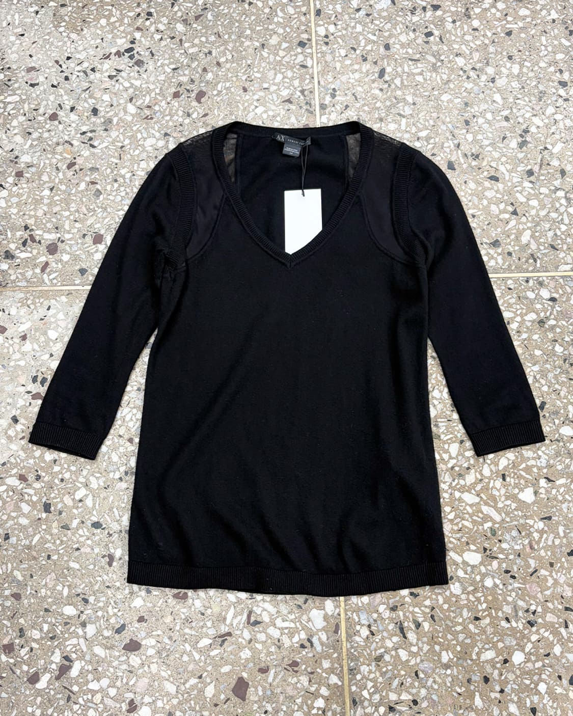 아르마니 익스체인지 메쉬 패널 니트 탑 상품이미지1