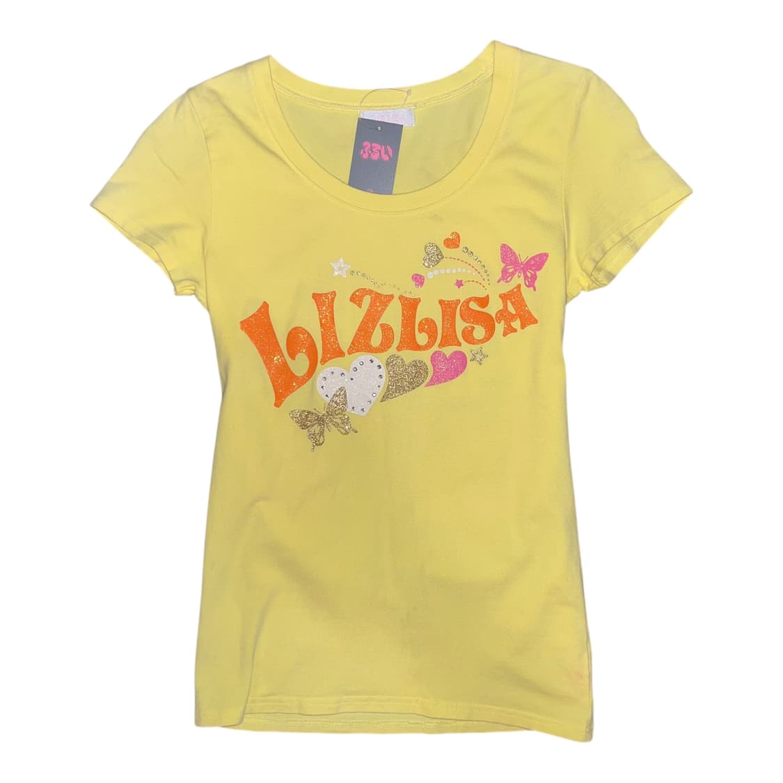 LLZLISA 리즈리사 레터링 나비 글리터 반팔티 갸루 키치 y2k 상품이미지1