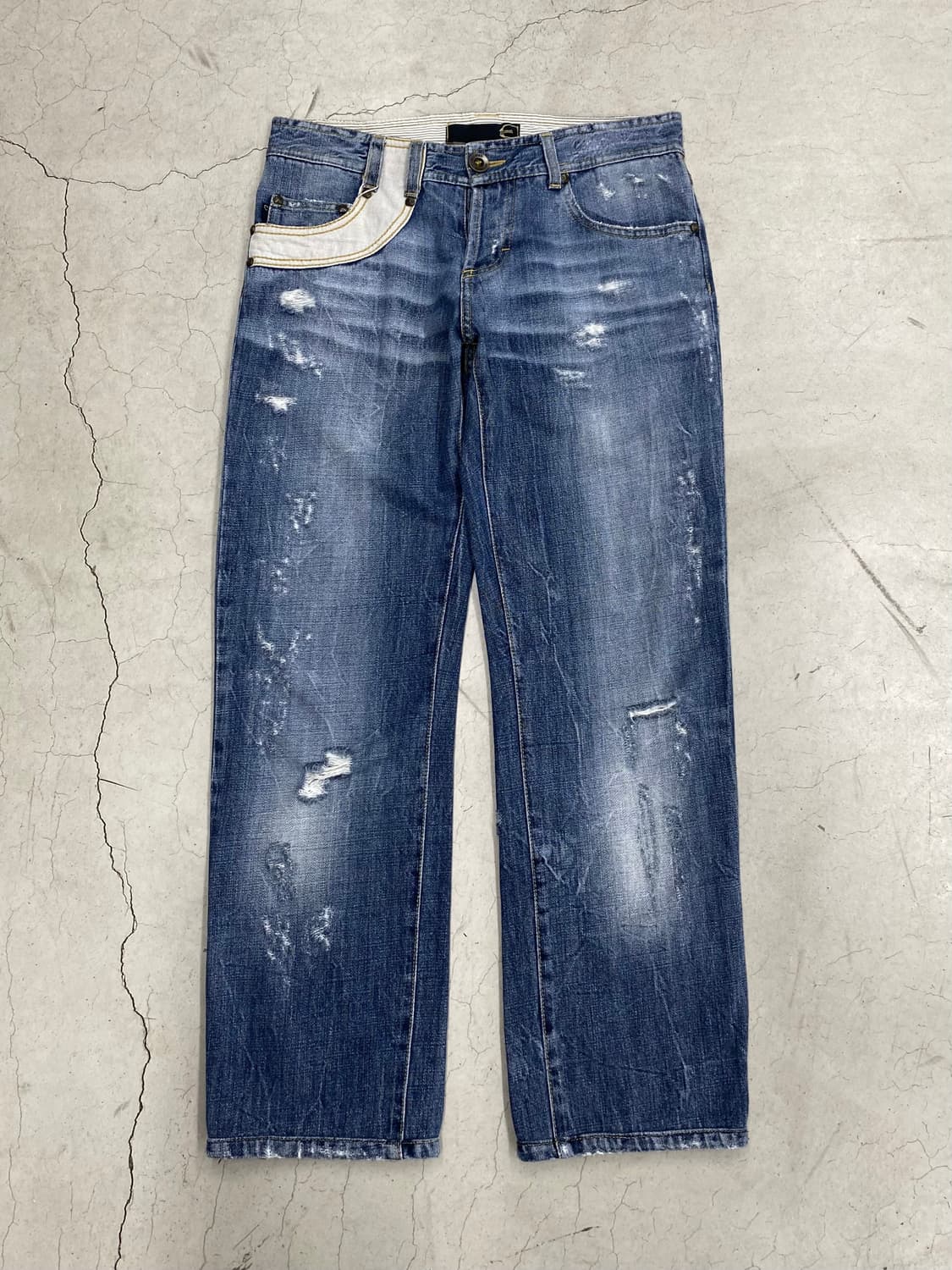 저스트 카발리 레더 데님 팬츠 상품이미지3