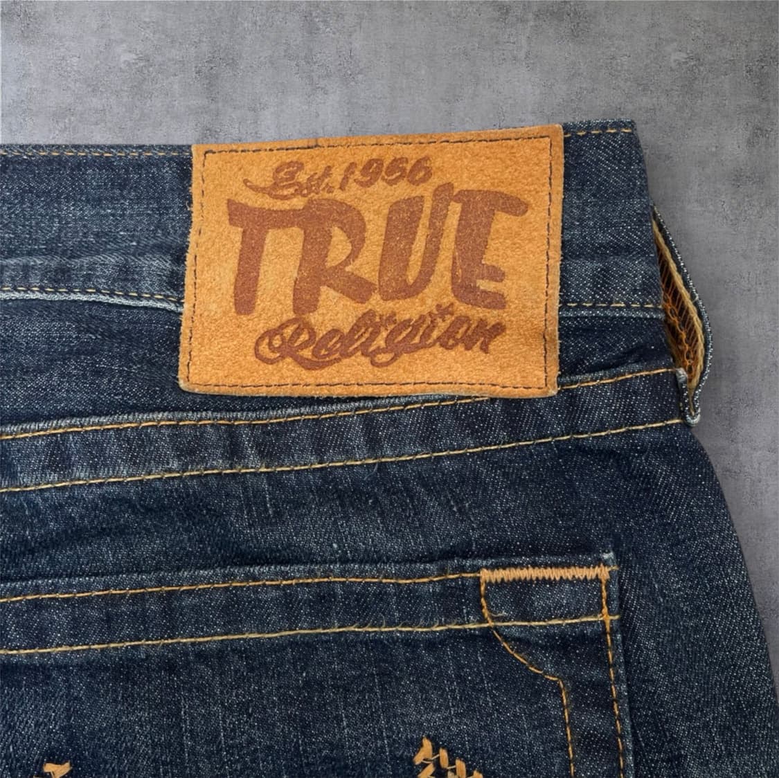 트루릴리전 진청 버튼플라이 스트레이트 데님 팬츠 38 상품이미지8