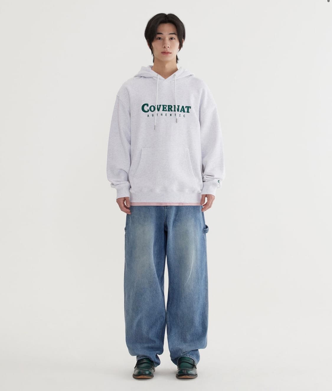 [새상품] M) 커버낫 남녀공용 어센틱 로고 후디 헤더 그레이 상품이미지3