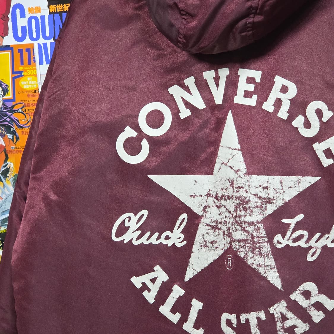컨버스 일본판 뽀글이 프린팅 버건디 돕바 자켓  상품이미지7