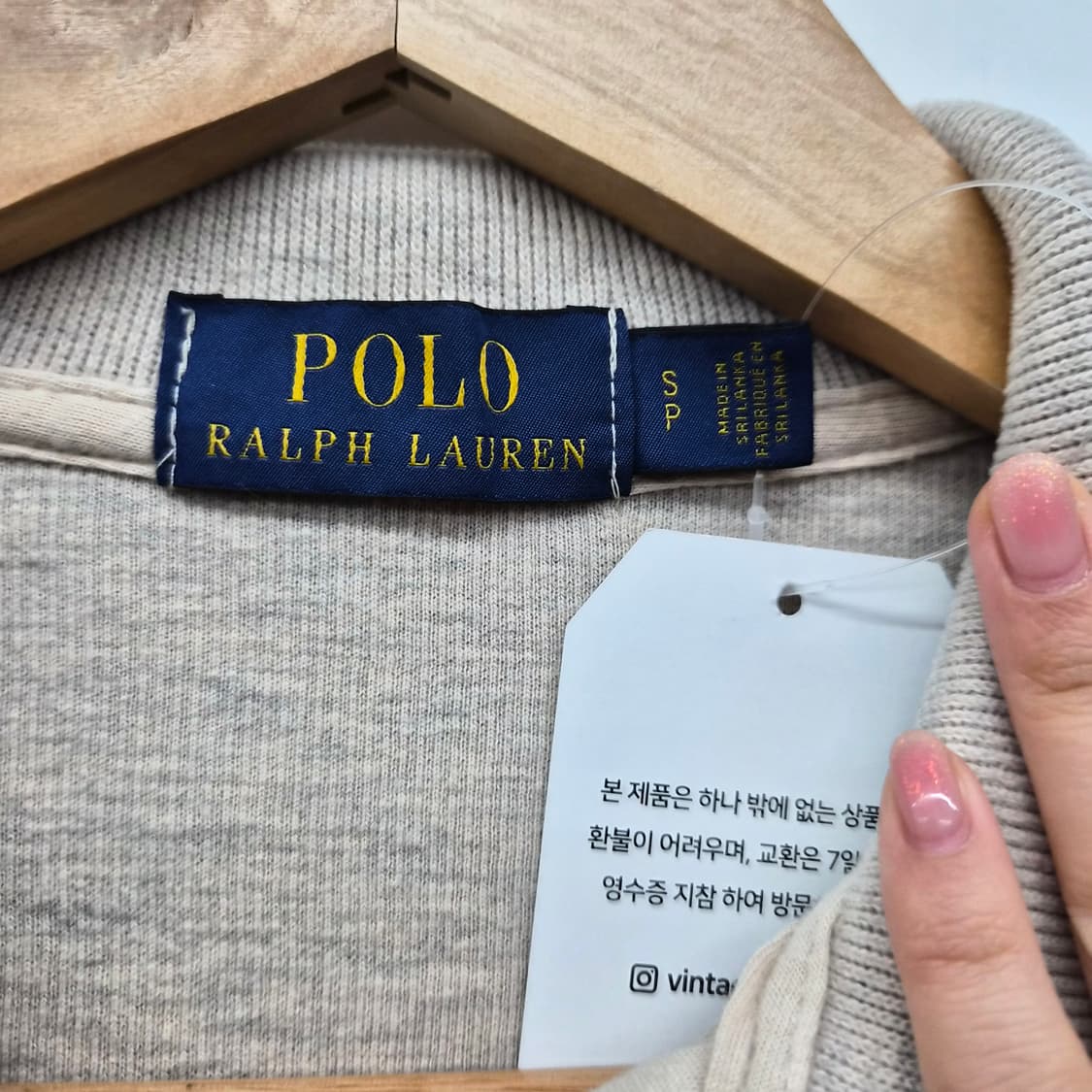폴로 랄프로렌 오트밀 베이지색 코튼 하프 니트 집업 남성 S 상품이미지3