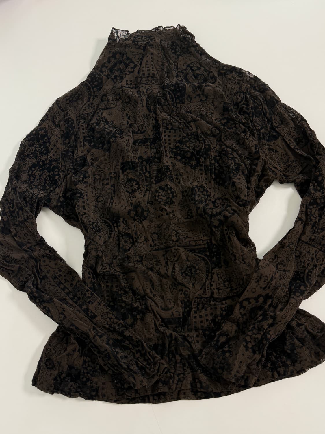 빈티지 오리엔탈 와투케 아카이브 패턴 매쉬 탑 큐빈 파우닝 상품이미지2