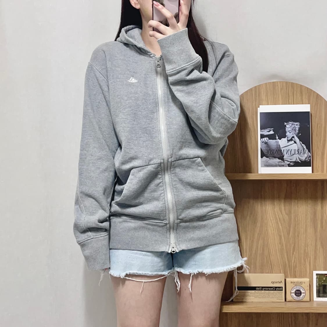 [정품] 아디다스 그레이 미니자수로고 투웨이 후집 [ M ] 상품이미지3