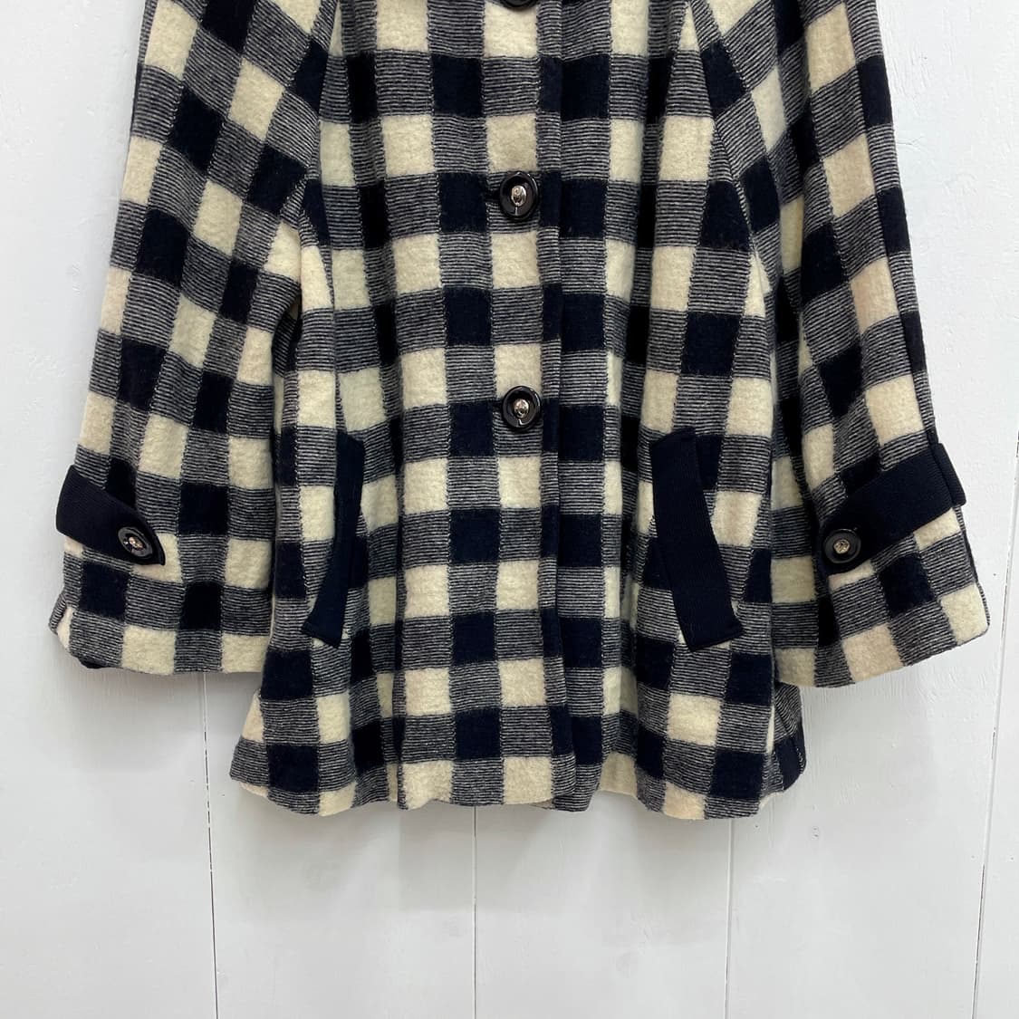 꾸레쥬 깅엄 체크 울 니트 자켓 상품이미지5