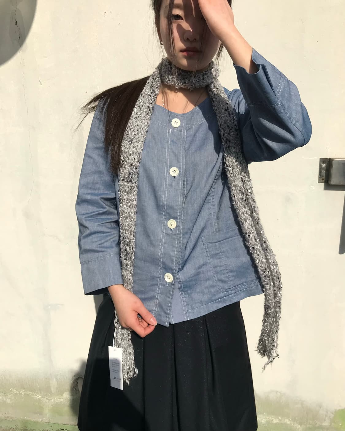 라이트 블루 버튼 자켓 블라우스  상품이미지4