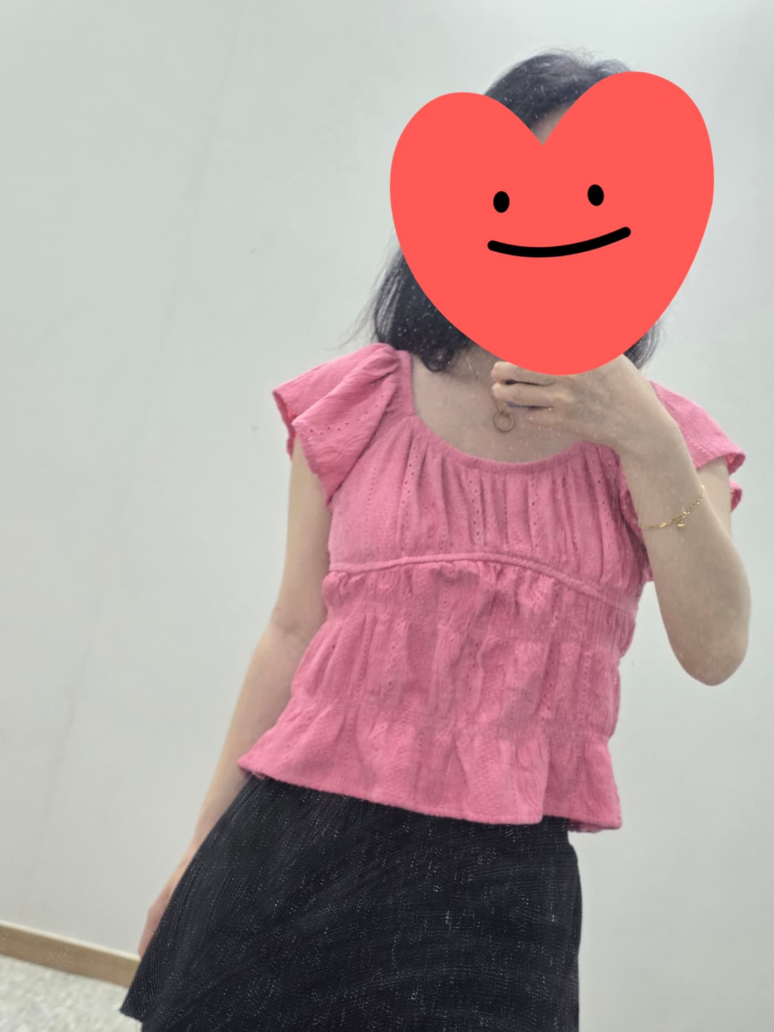 유럽빈티지)로맨틱 히메갸루 핑크튜튜 레이어드 모리걸 펀칭스모크여름블라우스 상품이미지5