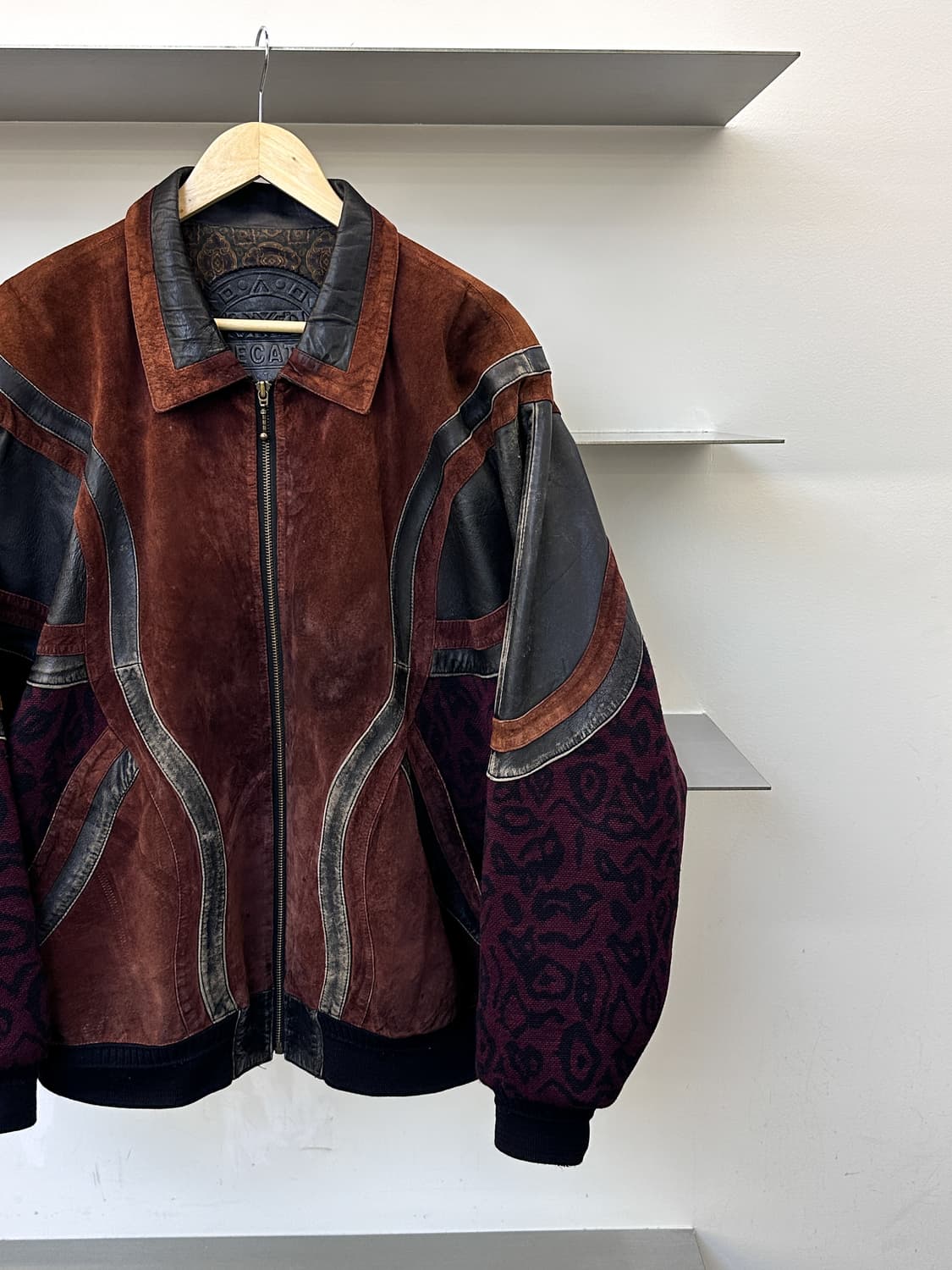 페카토 90s 레더 울 레오파드 자켓 상품이미지2