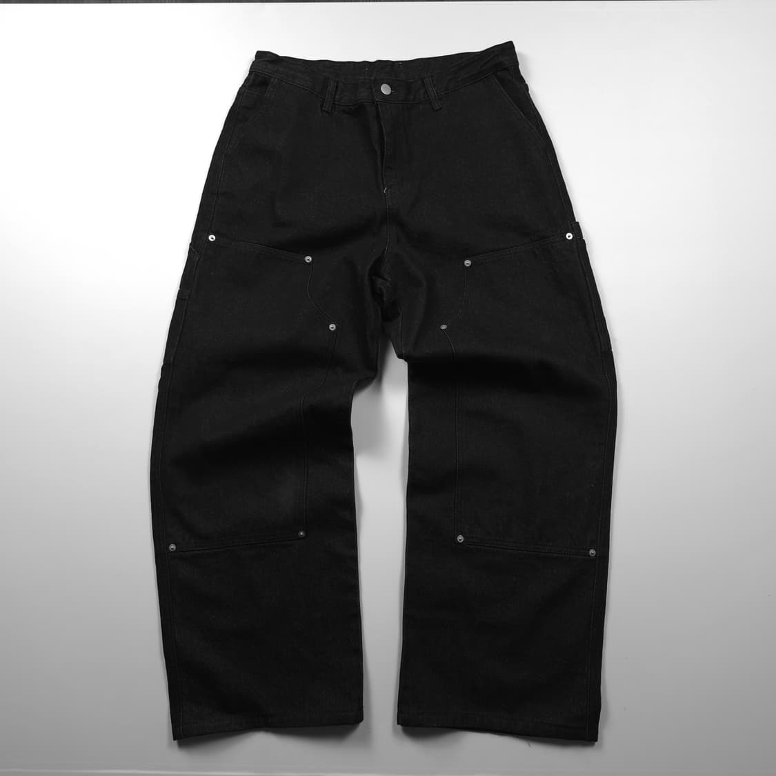 아메카지 빈티지 더블니 블랙 워크 팬츠 (L) 상품이미지1