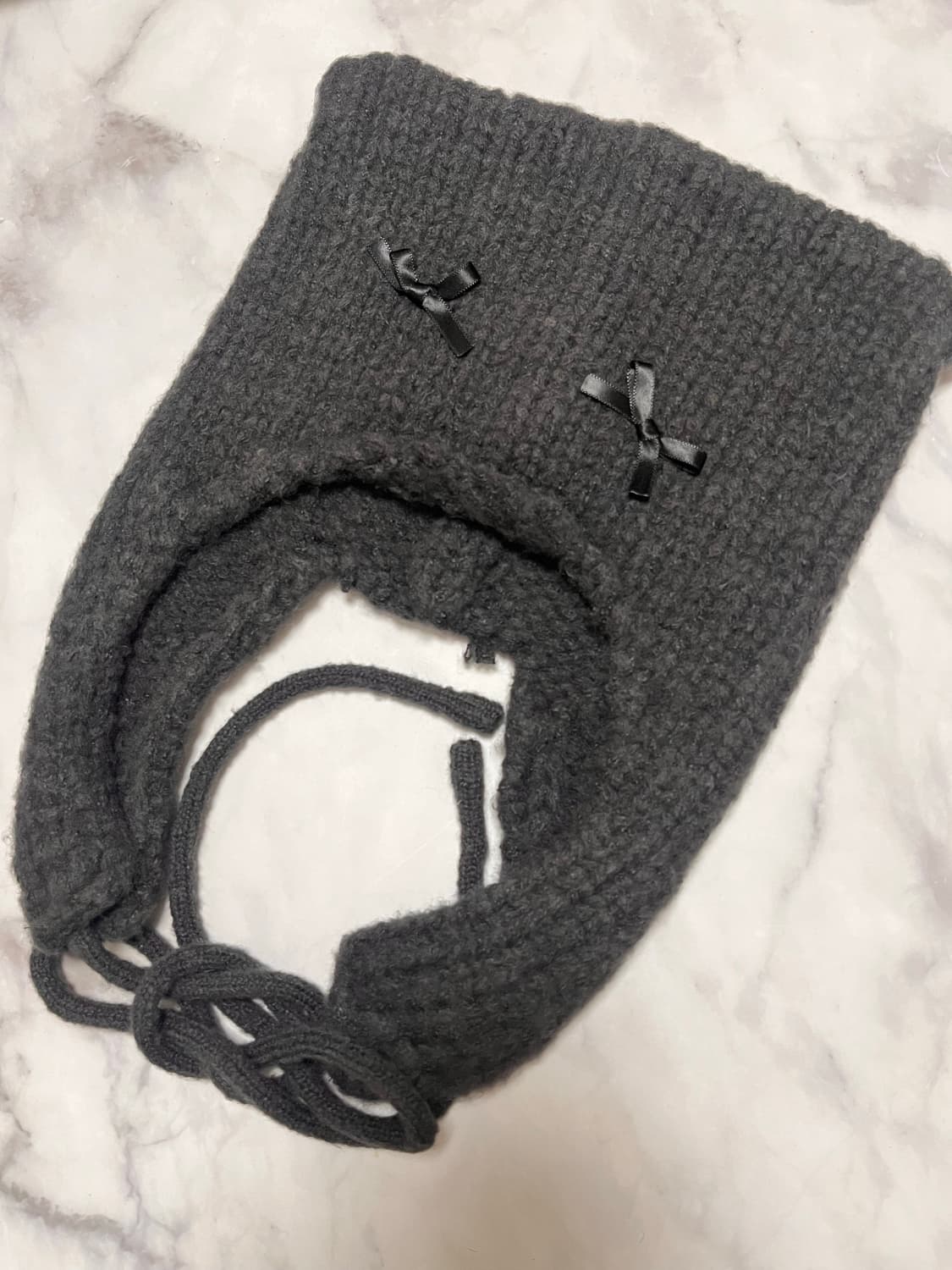 리본 니트 비니 고양이 귀달이 모자 상품이미지4