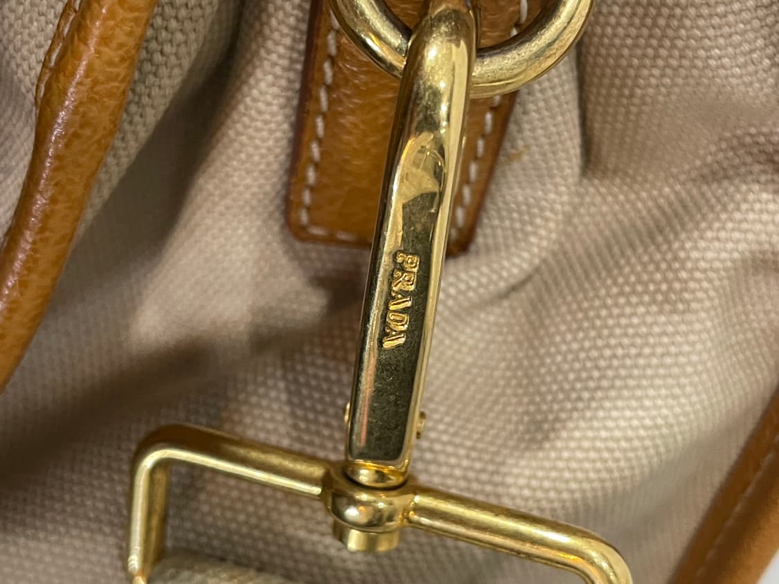 프라다 가죽 캔버스 토트백 베이지/브라운 정품 상품이미지6