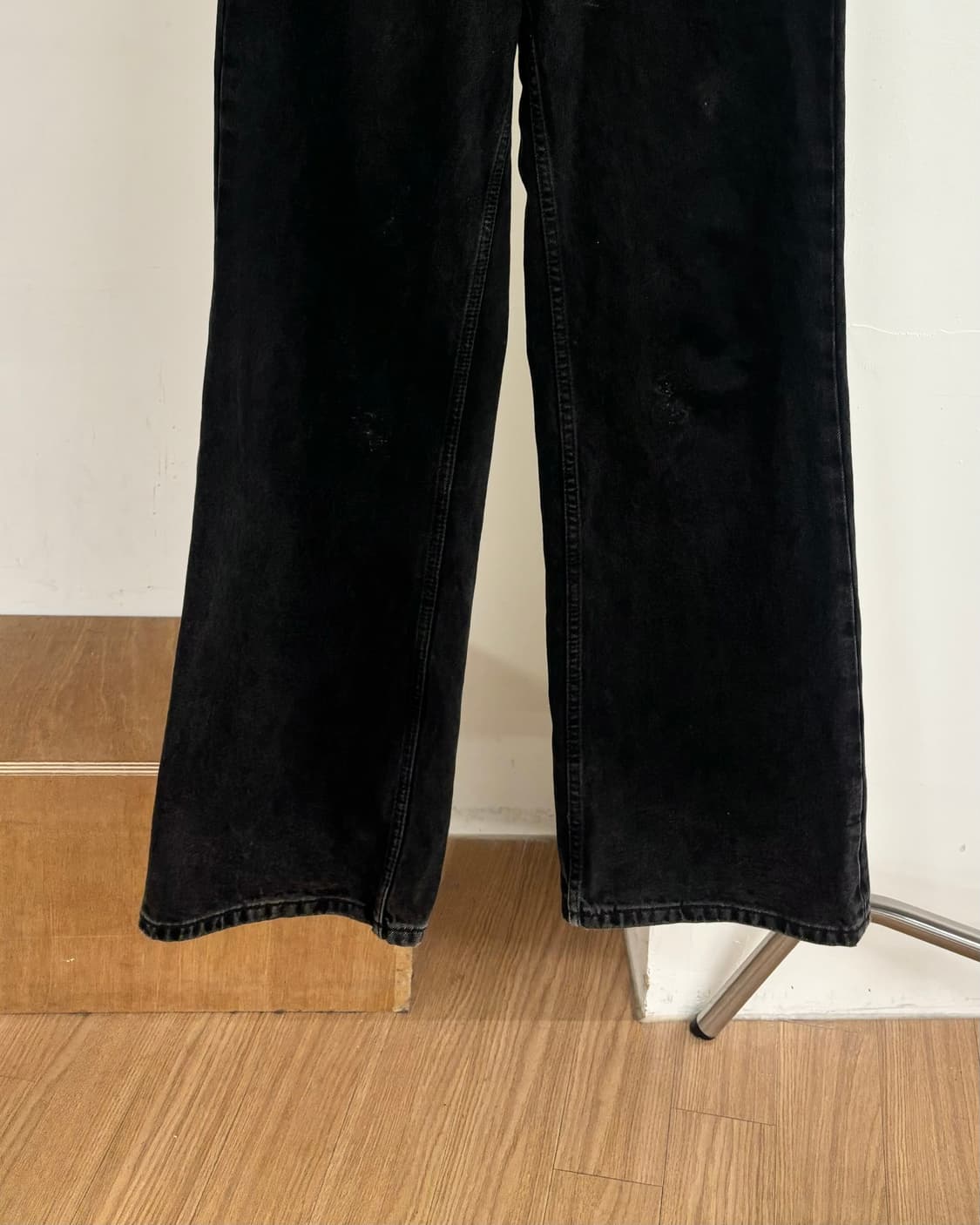 가니 블랙 와이드 레그 청 팬츠 상품이미지3