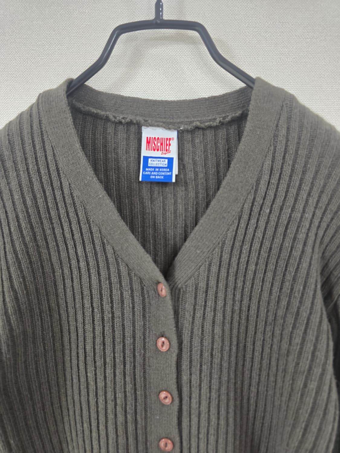 미스치프 골지 크롭 가디건 카키브라운 상품이미지4