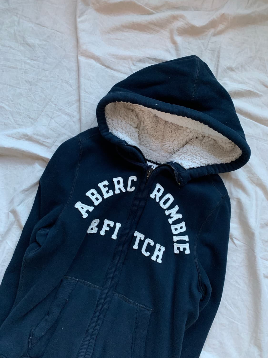 아베크롬비 자수로고 안감 울프죠 후드집업 헤비코튼 상품이미지6