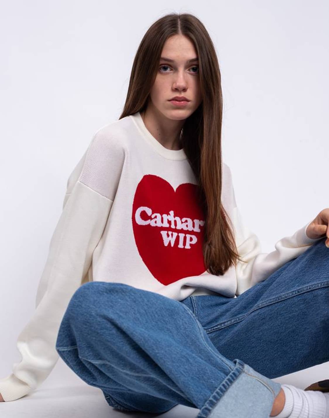 [정품] 칼하트 WIP 하트 로고 니트 크루넥 오프 화이트 S 상품이미지2