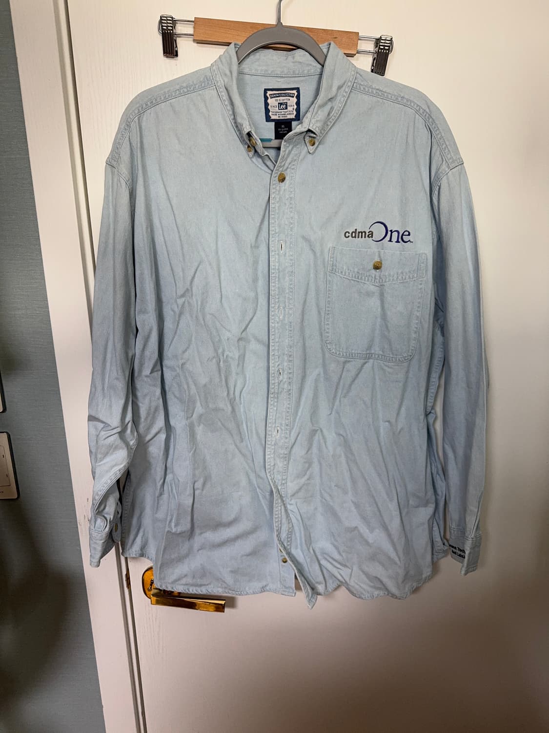 미국 Lee 리 빈티지 연청 데님 셔츠 XL 상품이미지1