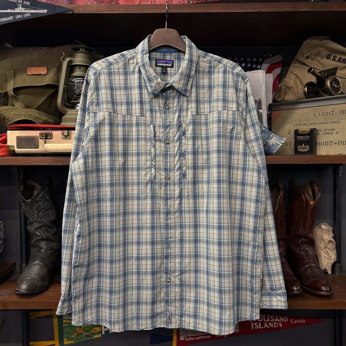 파타고니아 현행 풀오버 미니 플래드 피싱지퍼 나일론 셔츠 N193 상품이미지1