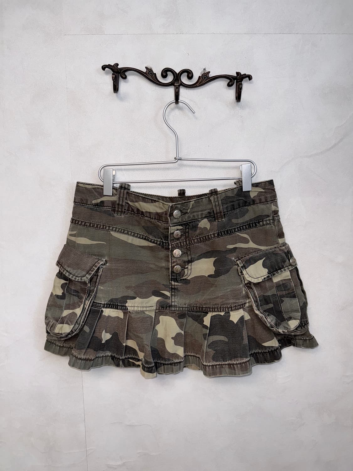 Ash khaki camouflage pleats cargo skirt  상품이미지1