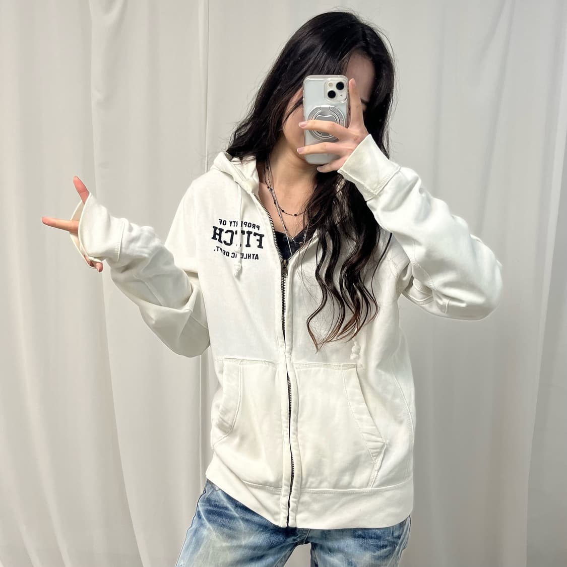Abercrombie White Hoodie Zip-up 상품이미지2